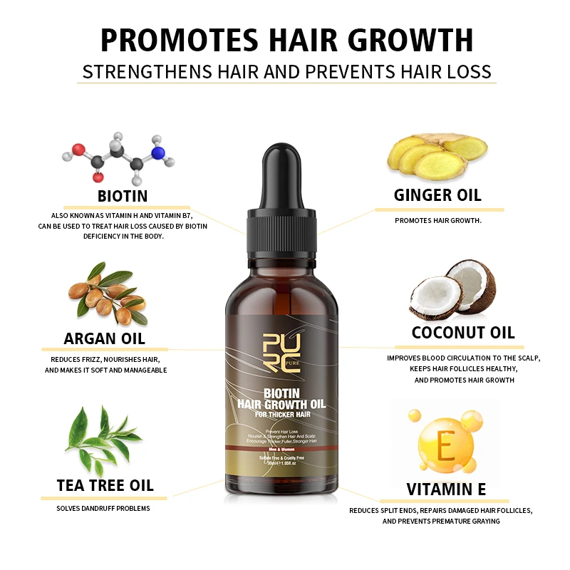 PURC-aceite de biotina para el - Hair Care Essence Oil reseña y precio
